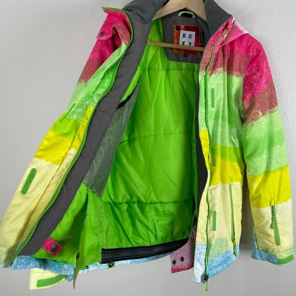 Roxy Girls Size 14 Ski Jacket With Hood Colorful Snow Coat - Picture 10 of 15
